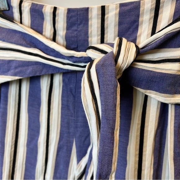 Express Women’s High Rise Blue White Striped Wide Cropped Culottes Pants Size 0 - Picture 2 of 10